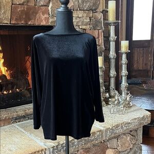 Talbots Black Velvet Batwing Long Sleeve Top XL
